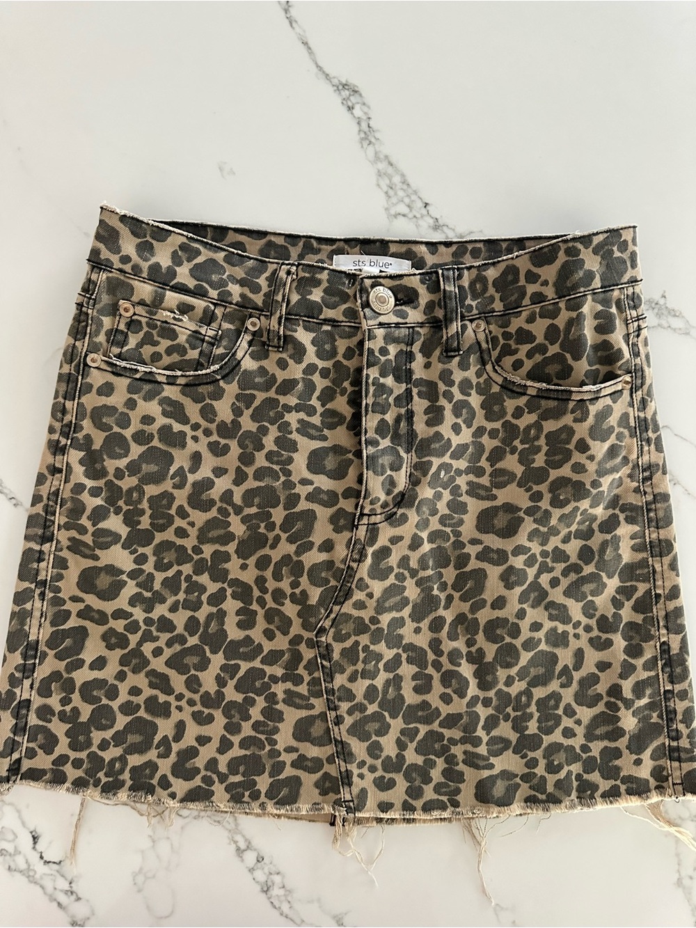 STS Blue Leopard Print Denim Mini Skirt